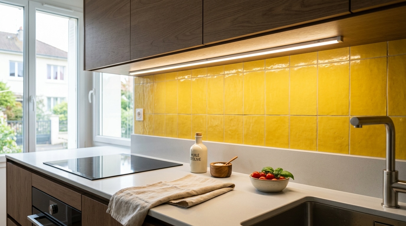 Les Cuisinistes Nouvrent Plus La Moindre Saignee Pour Eclairer Un Plan De Travail Ce Quils Collent Sous Les Meubles Hauts Se Pose Sans Outil Featured