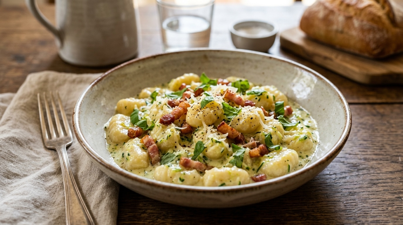 Ma Voisine Ma Supplie De Me Donner La Recette En Repartant Mes Gnocchis A La Creme De Courgette Et Aux Lardons Sont Devenus Ma Signature Featured