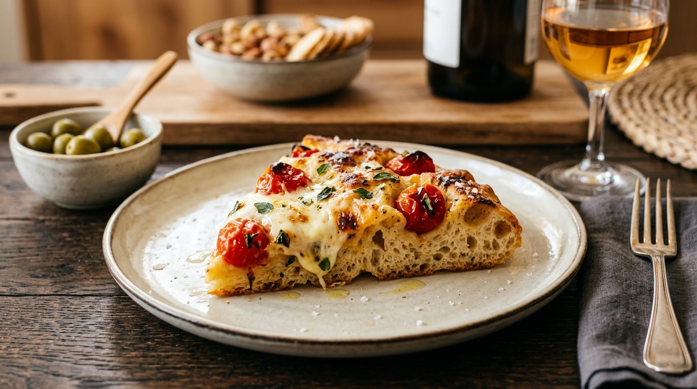 Mes Invites Ont Cru A Une Focaccia Du Traiteur Italien Cetait De La Farine De La Sauce Tomate Et Fromage Beaucoup De Fromage Featured