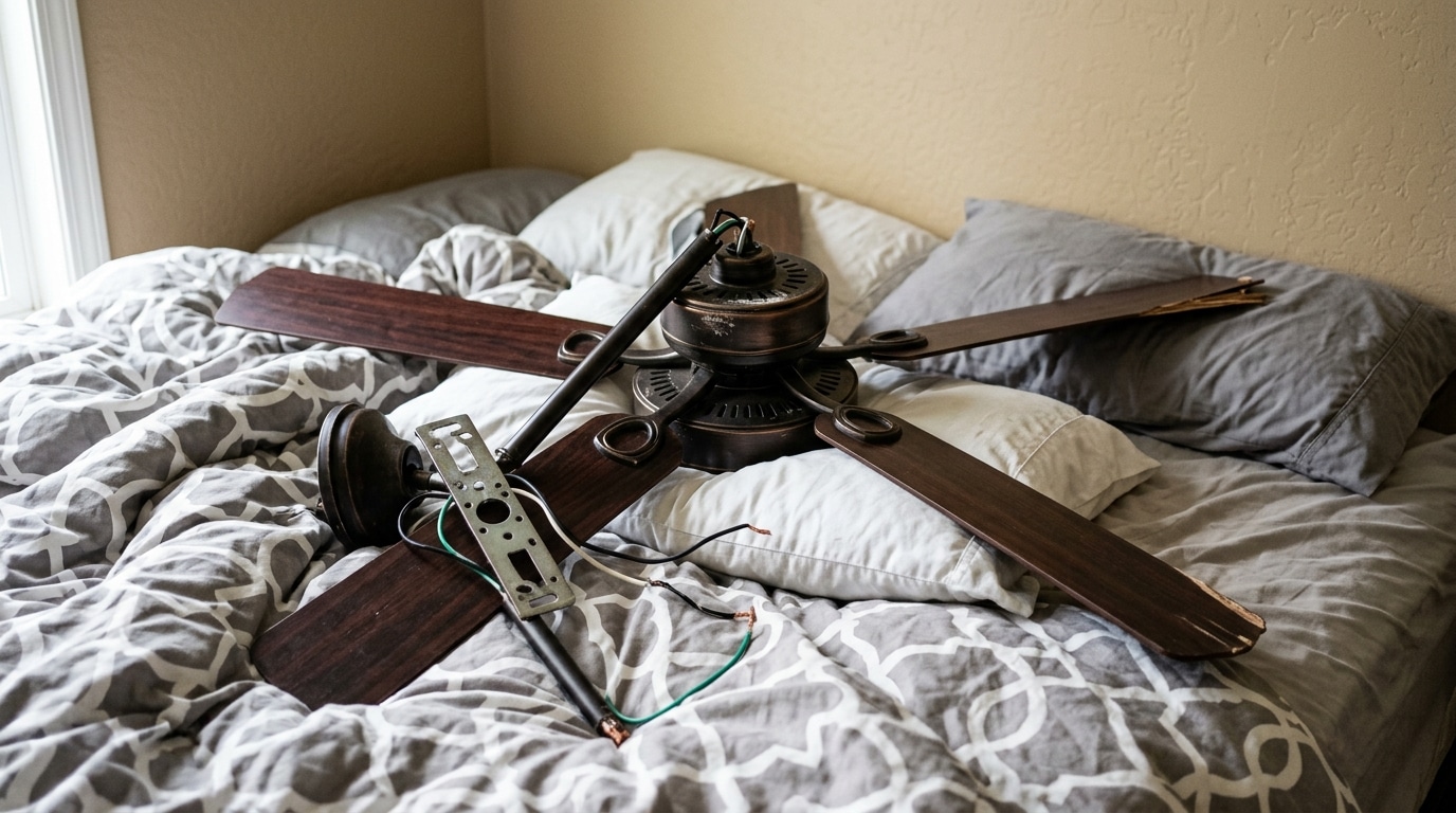 Mon Ventilateur De Plafond Est Tombe En Pleine Nuit Sur Mon Lit Ce Que Javais Oublie De Verifier Aurait Pu Me Couter Cher Featured