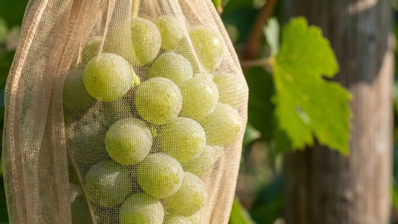 Mon voisin enfile un vieux bas de nylon sur ses plus belles grappes de raisin, et ce n'est pas pour les oiseaux
