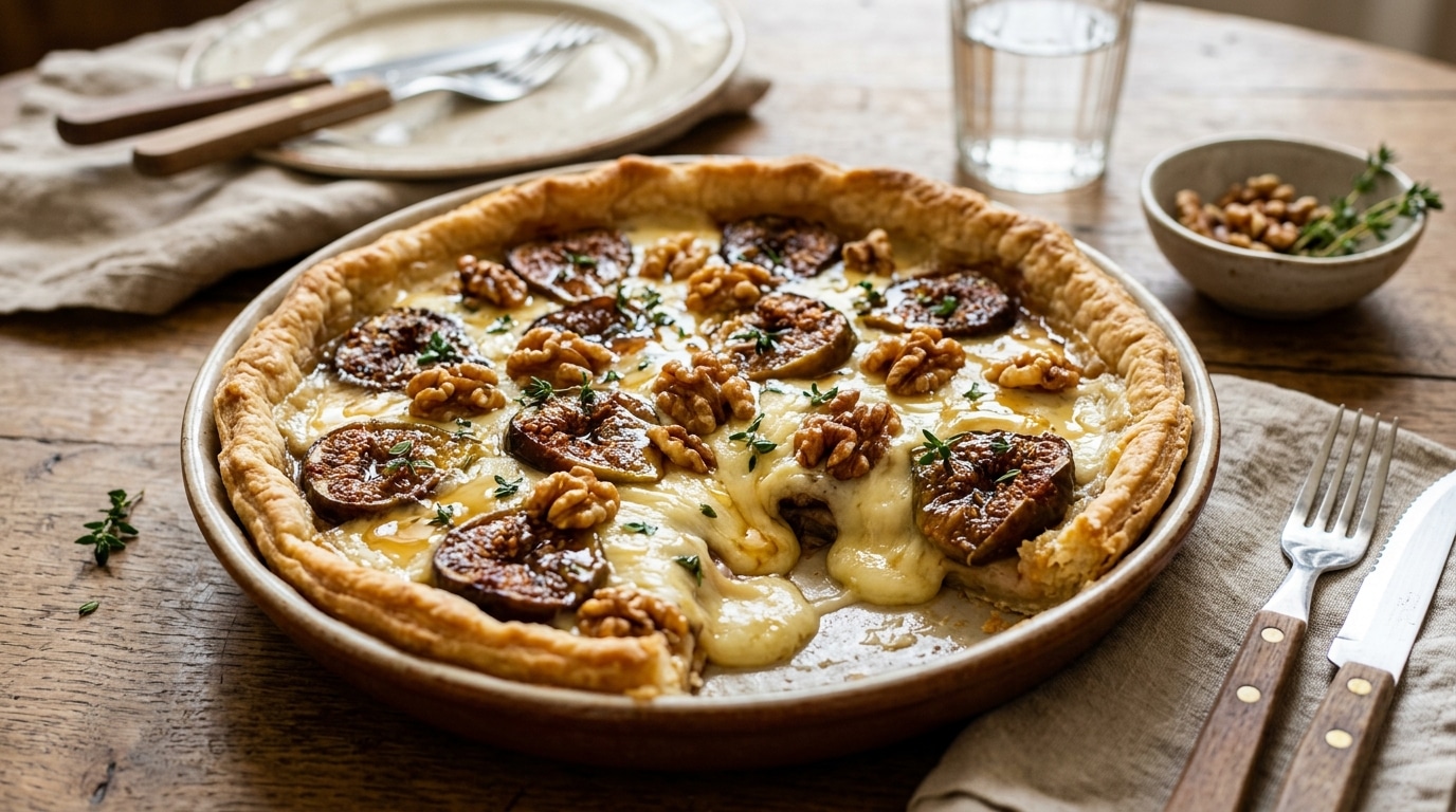 On Dirait Un Dessert Mais Cest Sale Cette Tarte Au Camembert Coulant Aux Figues Et Aux Noix A Mis Toute Ma Famille Daccord Featured