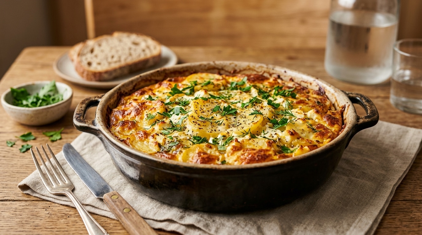 Oubliez Le Gratin Dauphinois Cette Specialite Grecque Aux Pommes De Terre Et Au Fromage Reconforte Toute La Tablee Featured