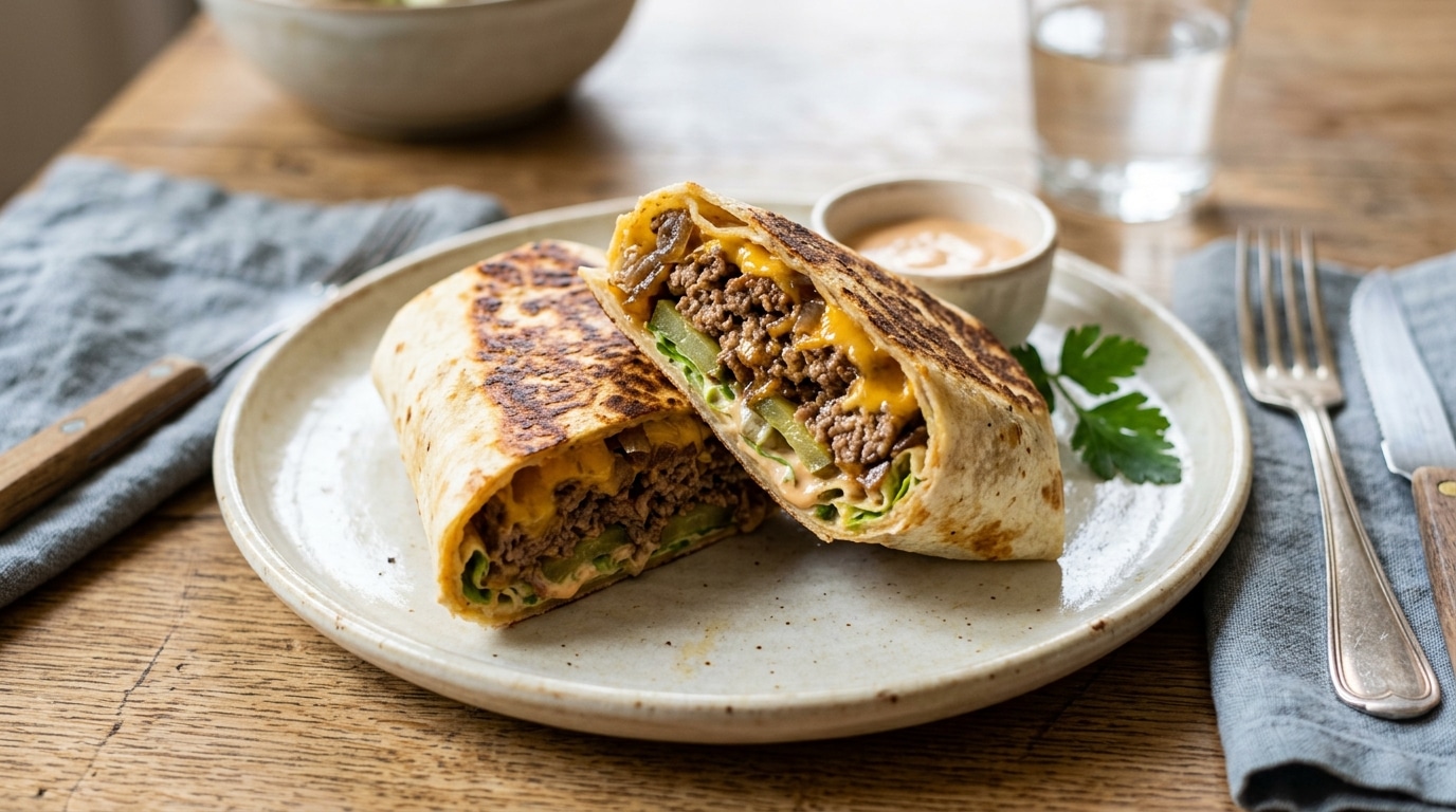 Roulez Tout Le Cheeseburger Dans Une Tortilla Vos Enfants Vont Adorer Ce Wrap Qui Remplace Le Burger Du Vendredi Soir Featured