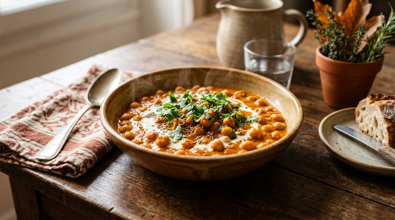 Servis Bien Chauds Dans Leur Sauce Parfumee Ces Pois Chiches Facon Butter Chicken Sont Aussi Reconfortant Que Savoureux Et Pas Chers Featured