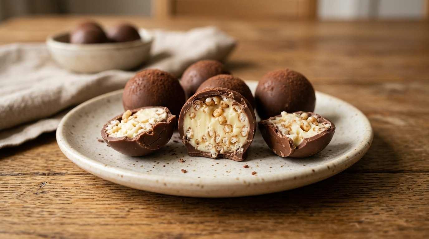 Sous La Coque De Chocolat Au Lait Ces Bouchees Cachent Un Mix Croustillant Au Chocolat Blanc Et Cereales Soufflees Facon Kinder Country Featured