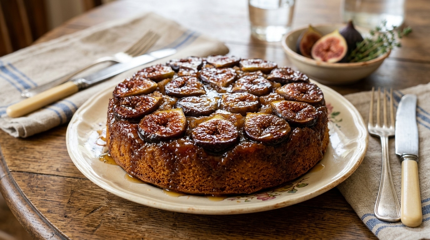 Sous Sa Couche De Figues Fondantes Ce Gateau Renverse Au Miel Cache Un Moelleux Qui Pourrait Vous Faire Regretter De Devoir Le Partager Featured