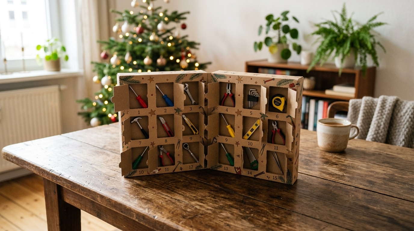 Elle A Offert Ce Calendrier De Lavent Action A Son Pere Bricoleur Fin Novembre Le 1er Decembre Une Drole De Surprise Lattendait Derriere La Premiere Case Featured