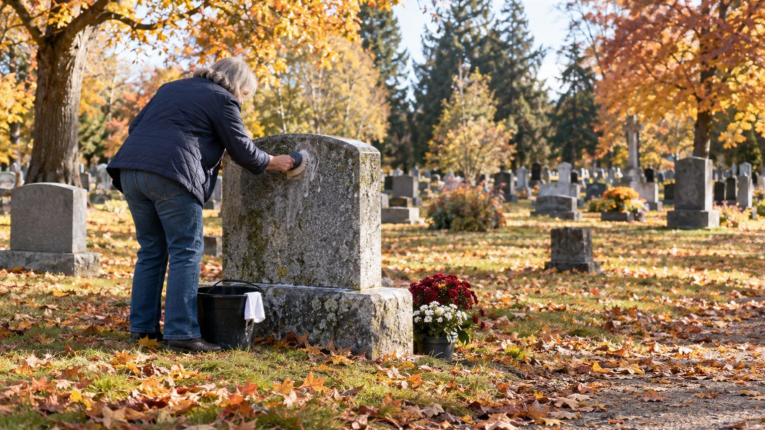Fini l'eau de Javel et le vinaigre sur la tombe de famille avant la Toussaint : en 2026, les marbriers la lavent tous à l'...