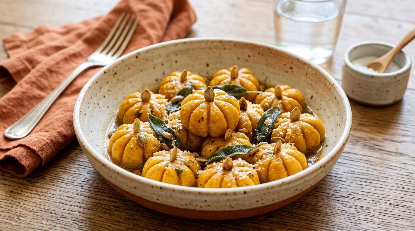 Fini La Soupe De Courge Du Dimanche Soir Cet Automne La Butternut Arrive Sur La Table En Petits Gnocchis Faconnes Comme Des Citrouilles Featured
