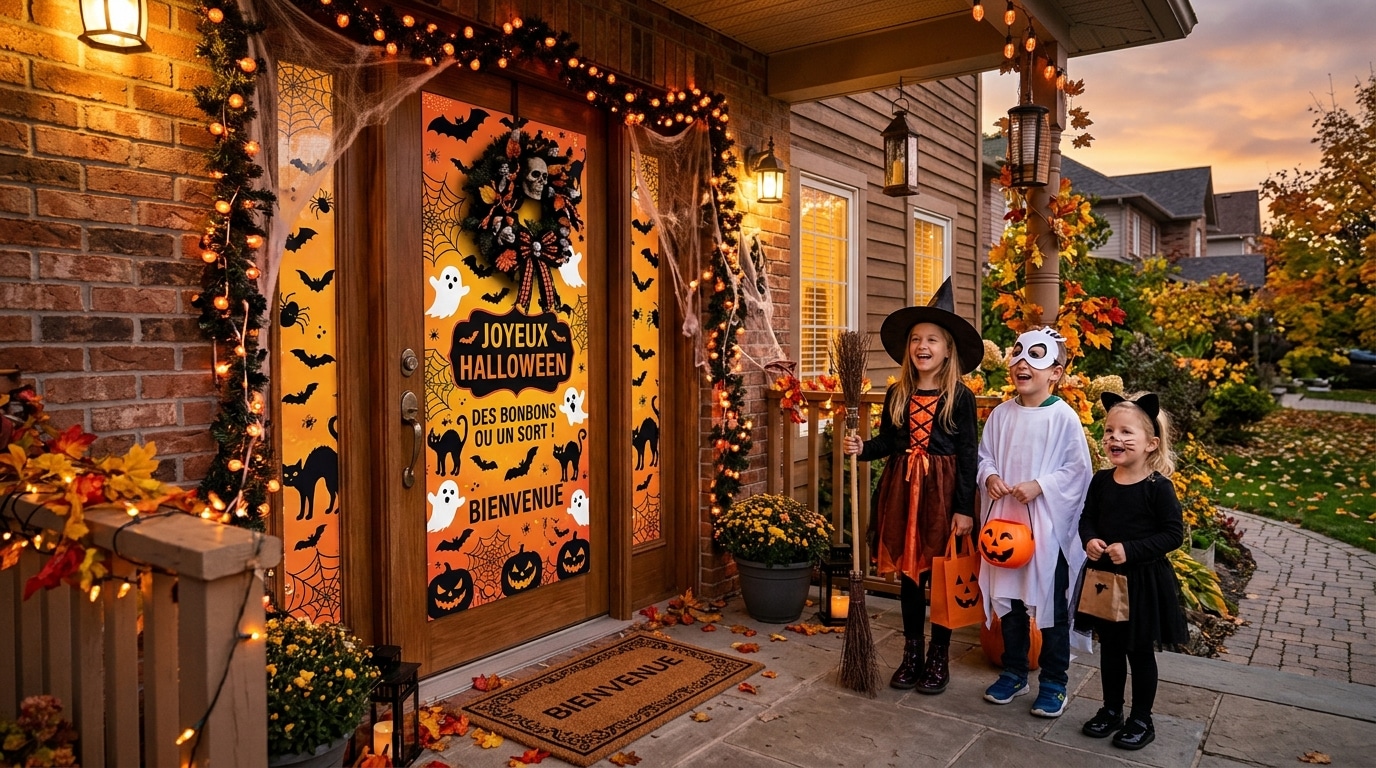 Fini Les Guirlandes Qui Semmelent Chaque Annee La Decoration De Porte Dhalloween Quaction Vend A 099 E A Fait Rire Mes Petits Enfants Des Le Seuil Featured