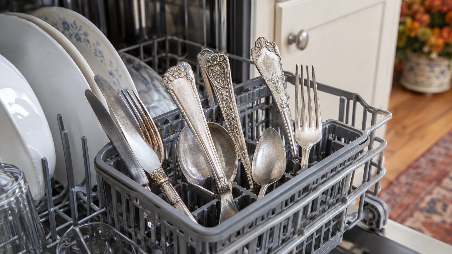 J'ai mis les couverts en métal argenté de ma mère au lave-vaisselle avec ceux en inox : en ouvrant la porte à la fin du cy...