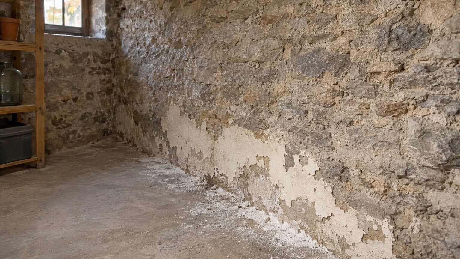 J'ai passé une peinture anti-humidité sur les murs en pierre de ma cave : personne ne m'avait prévenu que les taches finir...