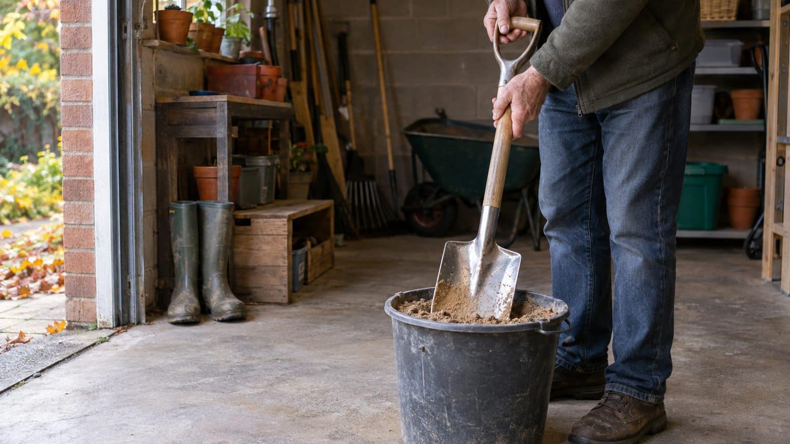 J'ai planté ma bêche et ma binette dans un seau de sable au fond du garage, comme les anciens : au printemps, pas une trac...