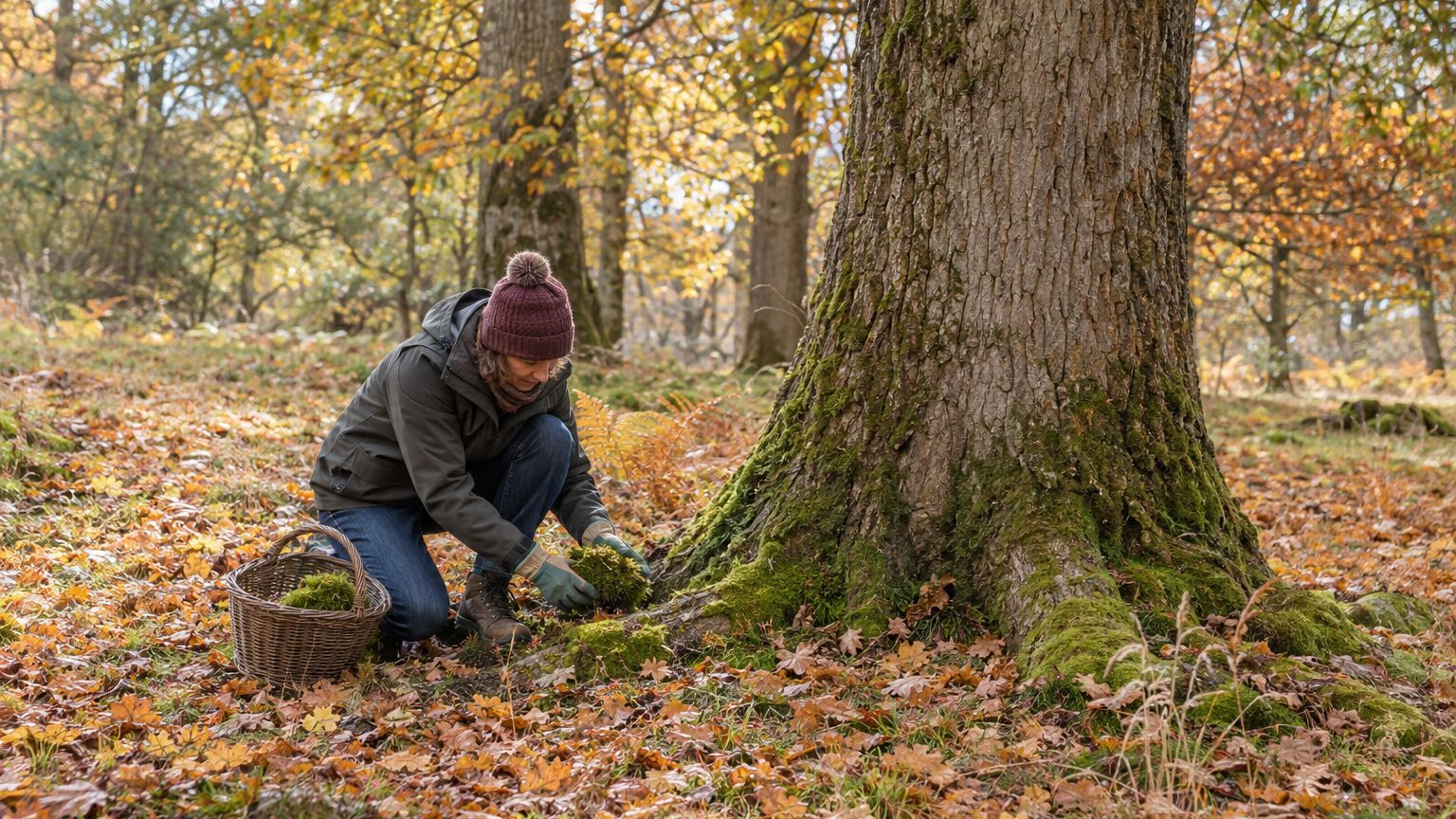 J'ai ramassé deux sacs de mousse au pied des chênes pour couvrir mes massifs avant les gelées : un garde forestier m'a exp...