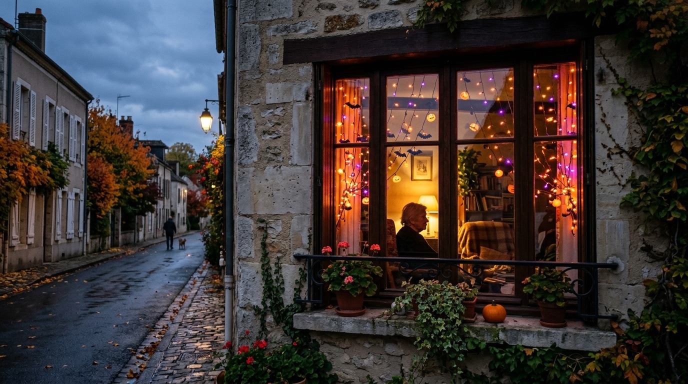 Jai Accroche A Ma Fenetre Le Rideau Lumineux Dhalloween Daction Une Semaine Avant Le 31 Quand Les Petits Enfants Ont Sonne Pour Les Bonbons Il Etait Trop Tard Featured