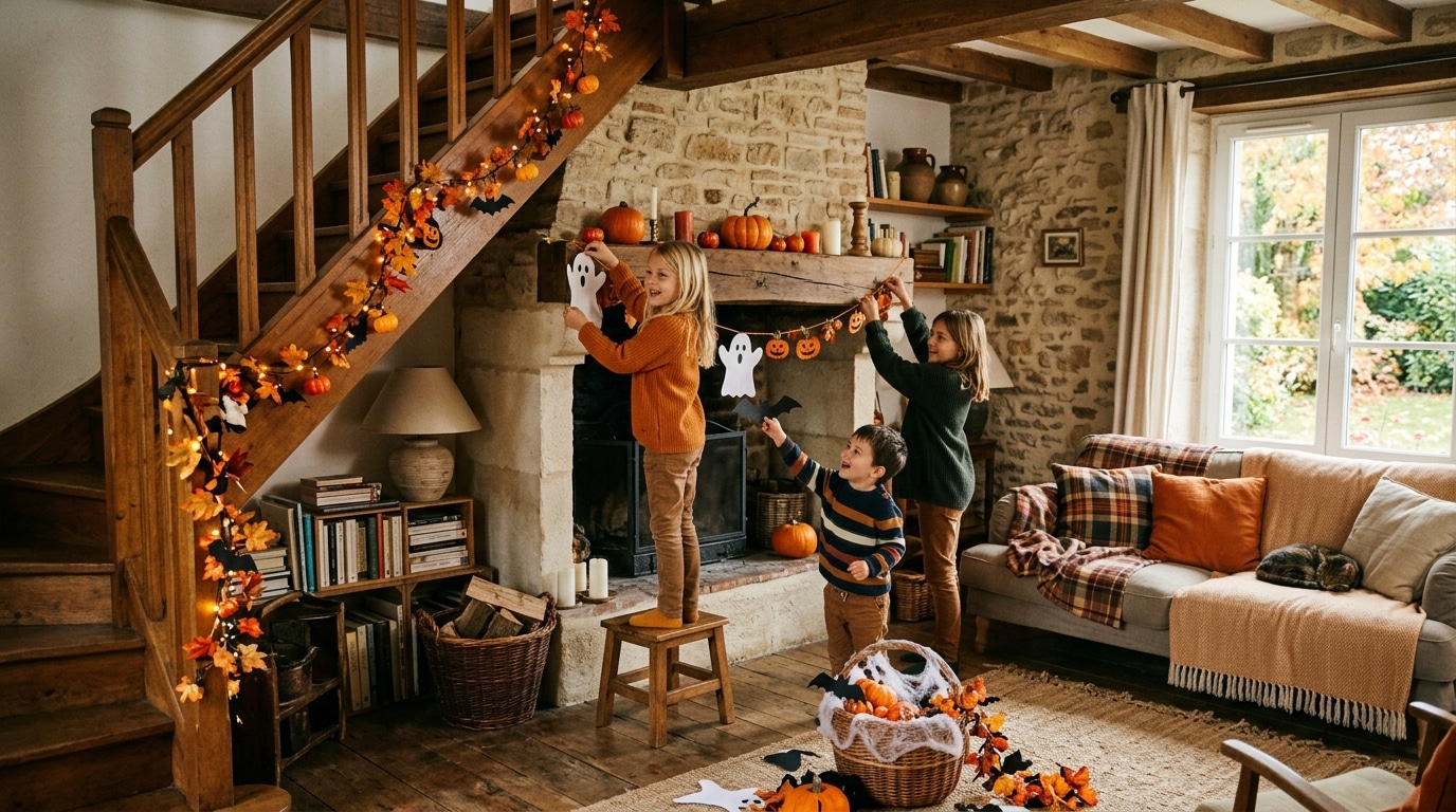 Jai Accroche Une Guirlande Dhalloween Action Dans Lescalier Juste Pour Faire Plaisir A Mes Petits Enfants Le Mercredi Suivant Ce Sont Eux Qui Ont Voulu Decorer Tout Le Salon Featured