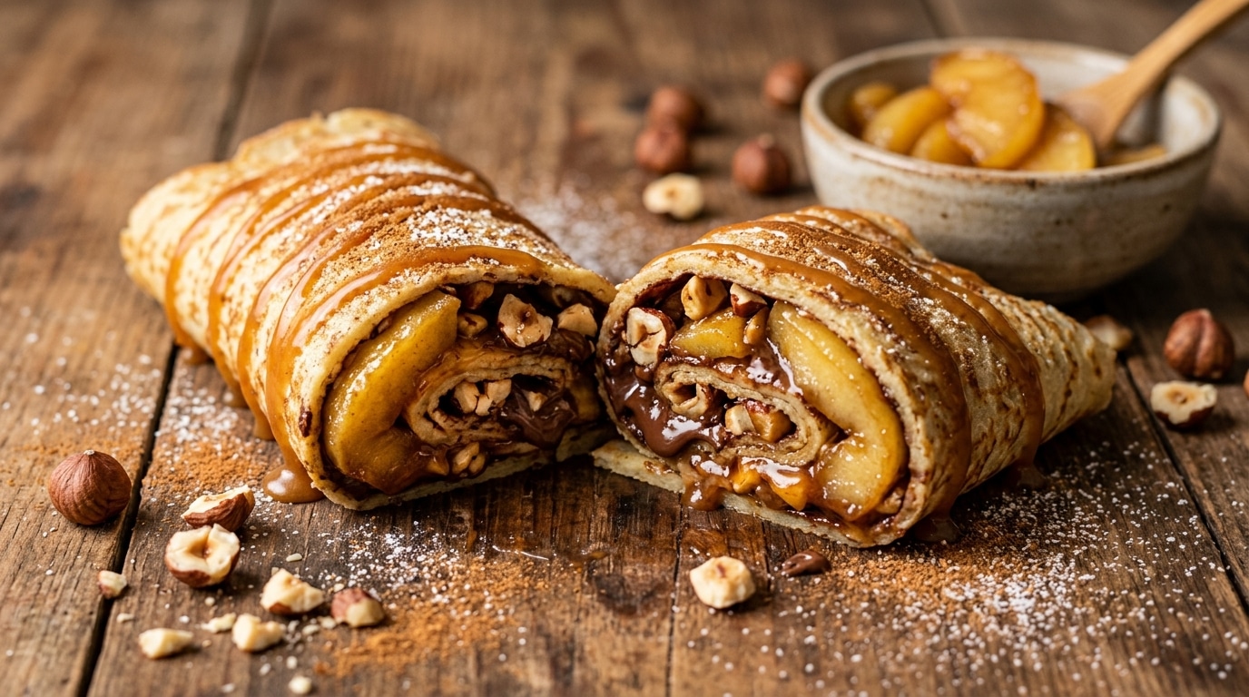 Jai Ramasse Les Noisettes Du Jardin Comme Chaque Automne Cette Annee Elles Ont Fini Grillees Dans Des Crepes Roulees Aux Pommes Caramelisees Et Au Chocolat Featured