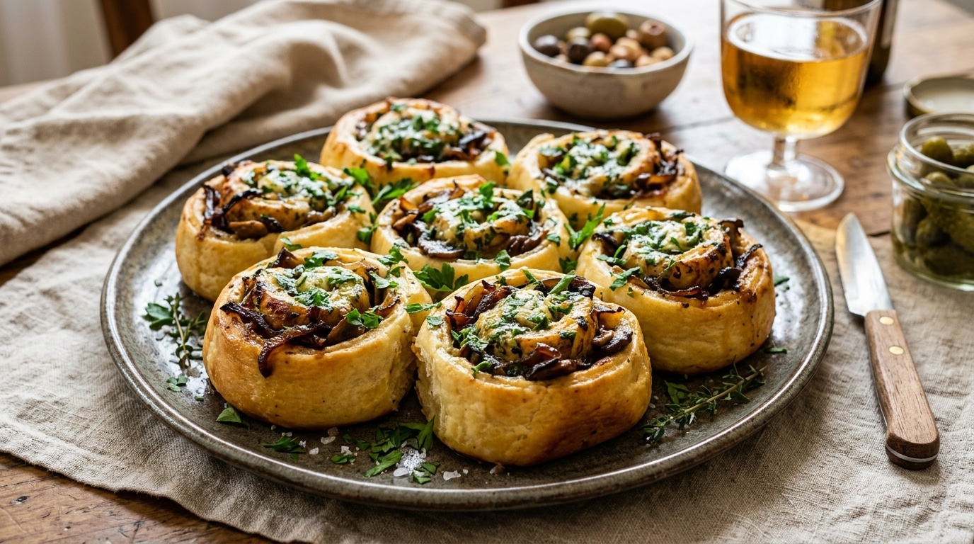 Je Nachete Plus De Feuilletes Pour Lapero Je Fais Des Roules Aux Oignons Confits Et Aux Champignons Et Mes Invites Nen Laissent Pas Une Featured