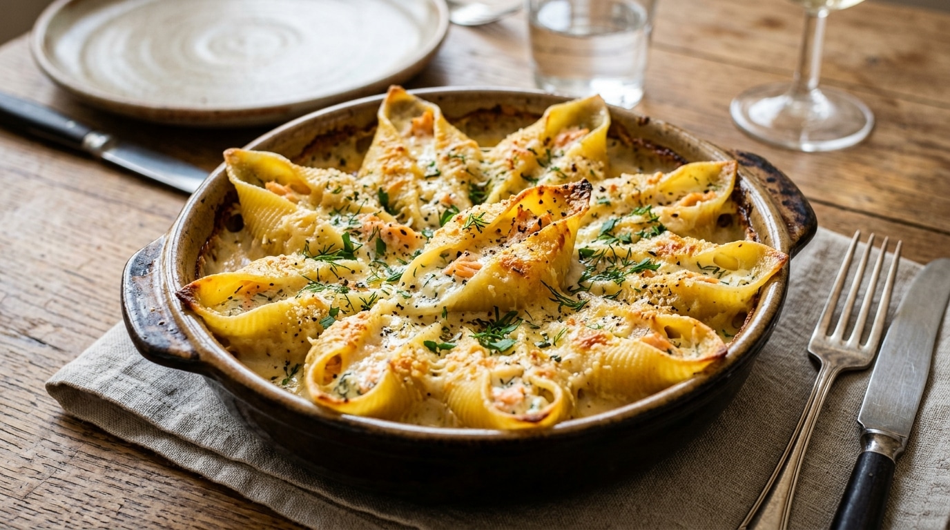 Je Ne Sers Plus Le Saumon Fume Sur Des Toasts Farci Avec Du Fromage Frais Dans Des Conchiglioni Il Est Devenu Notre Plat Du Dimanche Featured