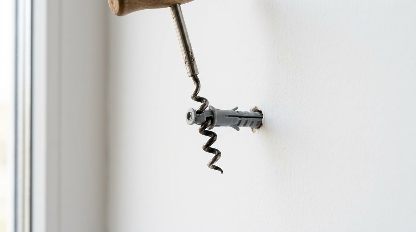 Je Pensais Devoir Reboucher Le Trou A Lenduit La Cheville Coincee Dans Mon Mur Est Sortie Grace A Un Objet Du Tiroir De Cuisine Featured