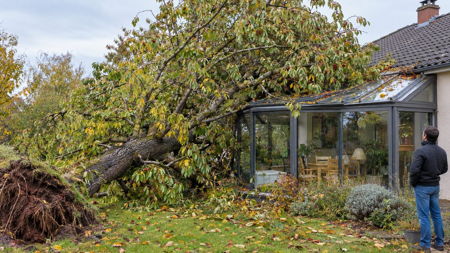 Le coup de vent de mercredi a couché mon vieux cerisier sur la véranda du voisin : à l'assurance, j'ai compris pourquoi « ...