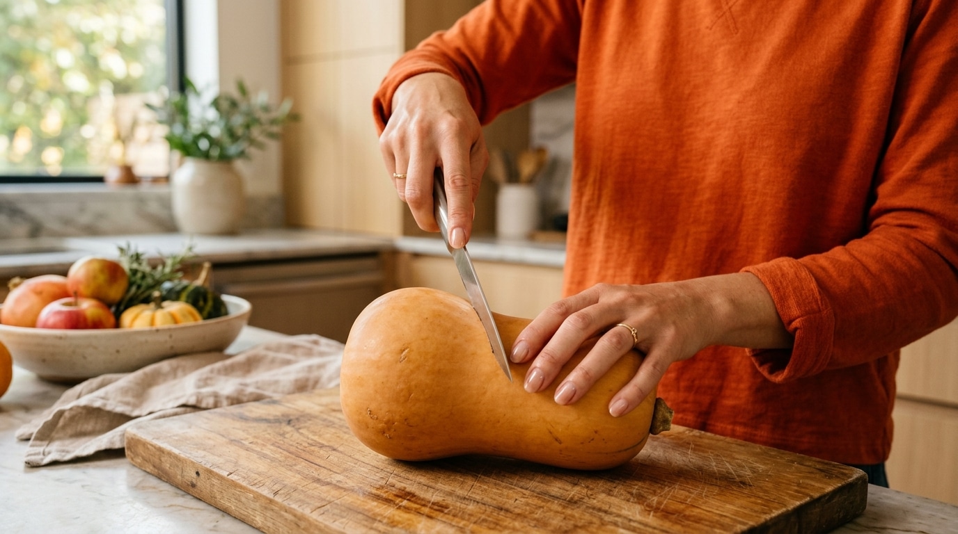 Mes Mains Narrivaient Plus A Eplucher Une Butternut Ce Geste Tout Bete Avant De Passer Leconome Ma Rendu Le Plaisir Des Courges Dautomne Featured