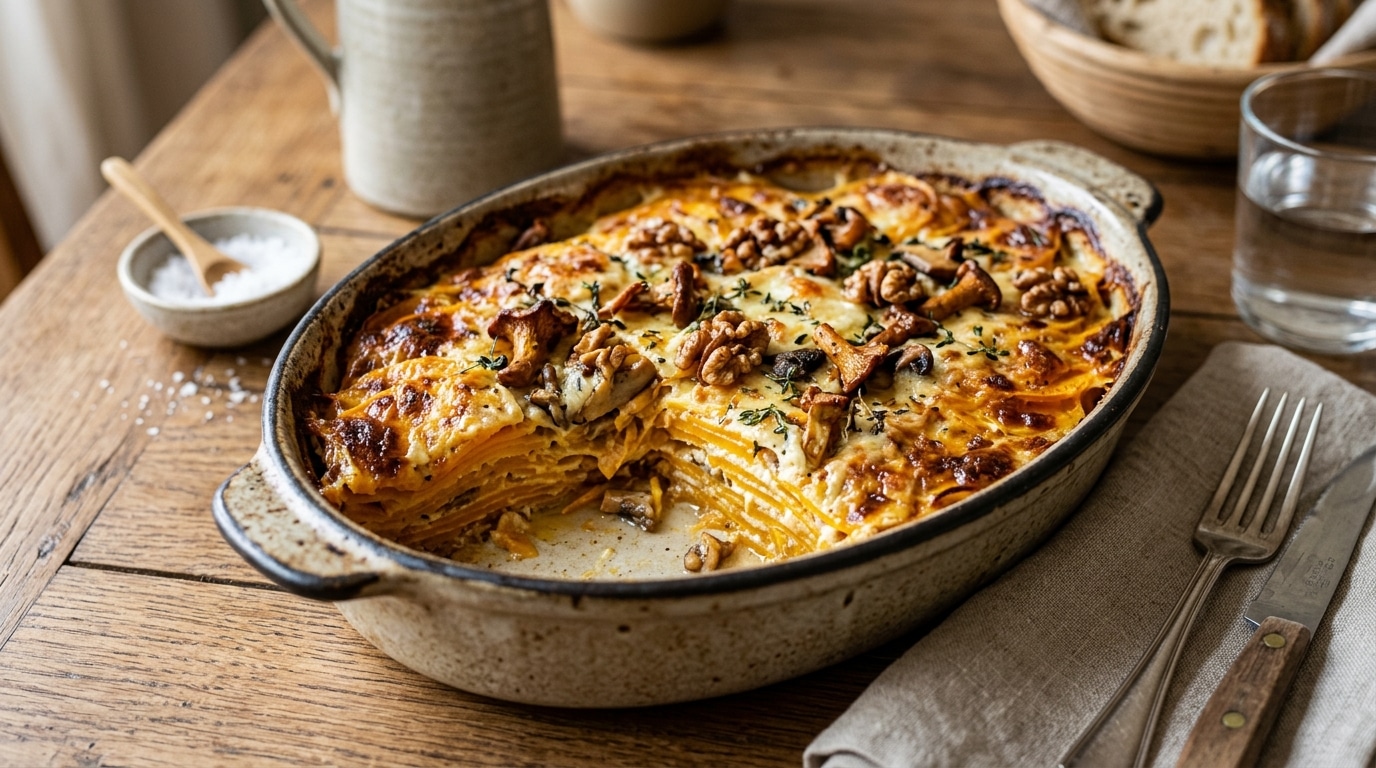 Mes Petits Enfants Boudaient La Courge Maintenant Ils En Redemandent Mon Invisible De Butternut Au Chevre Frais Aux Champignons Et Aux Noix Featured