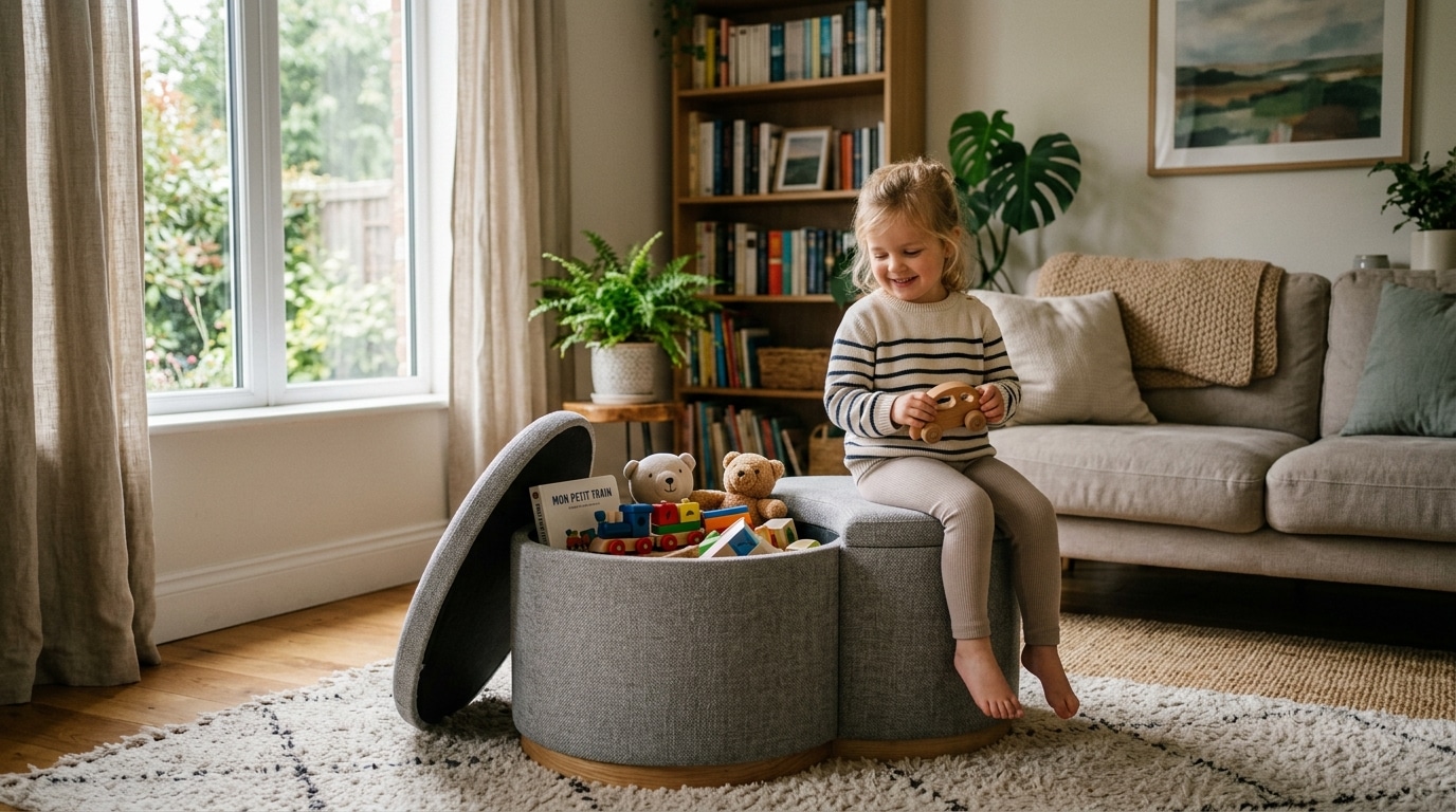 Mes Petits Enfants Laissaient Leurs Jouets Partout Dans Le Salon Un Pouf De Rangement Action A Regle La Question Et Il Leur Sert De Siege Featured
