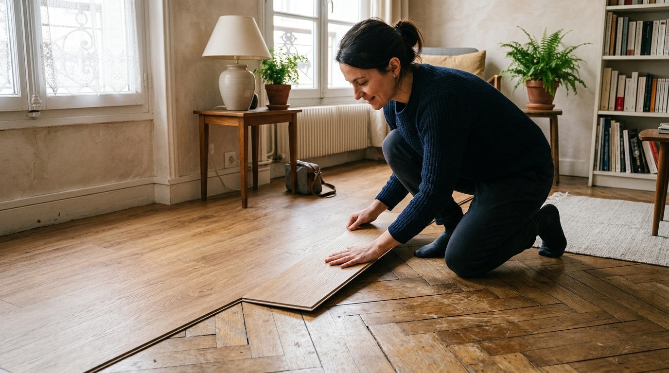 On Sobstine Tous A Faire Arracher Le Vieux Parquet Qui Gondole Alors Que Ces Dalles Effet Bois A 895 Euros Se Posent Sans Colle Ni Outils Featured