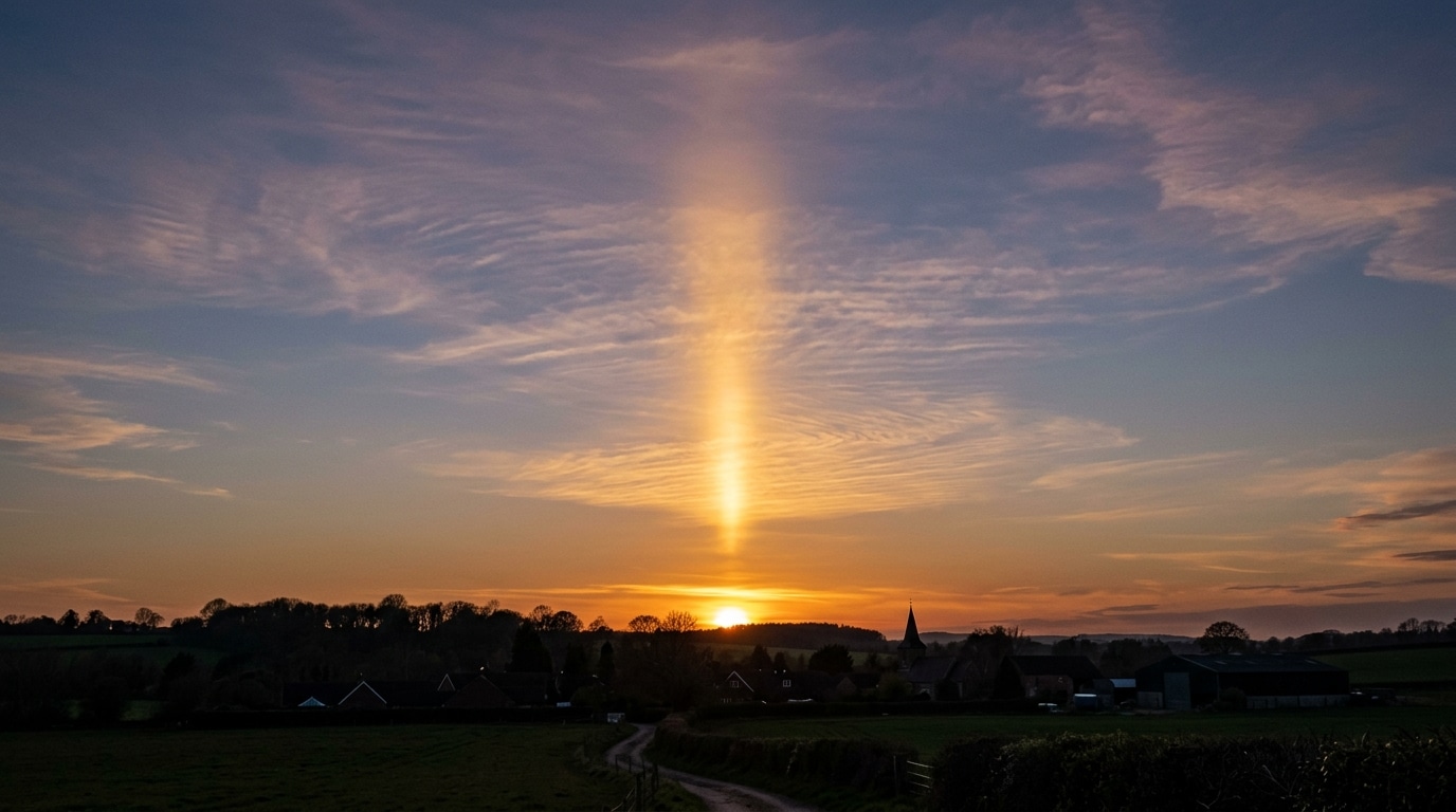 Si Vous Voyez Une Colonne De Lumiere Se Dresser Sur Le Soleil Couchant Ces Soirs Ci Ce Nest Pas Un Reflet Ce Quelle Revele Se Passe A Plusieurs Kilometres Au Dessus De Vous Featured
