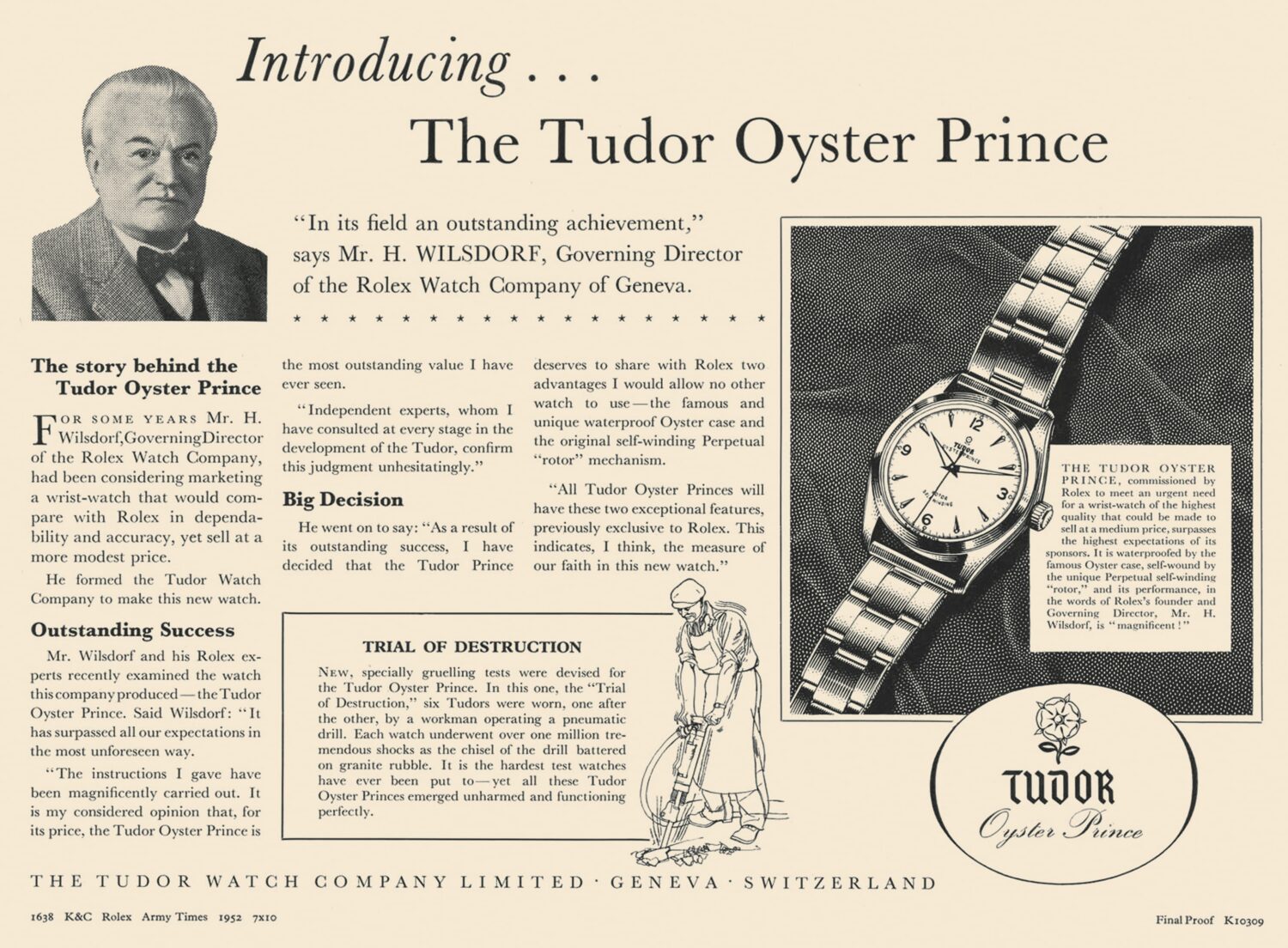 Tudor Oyster Prince Ad 1952