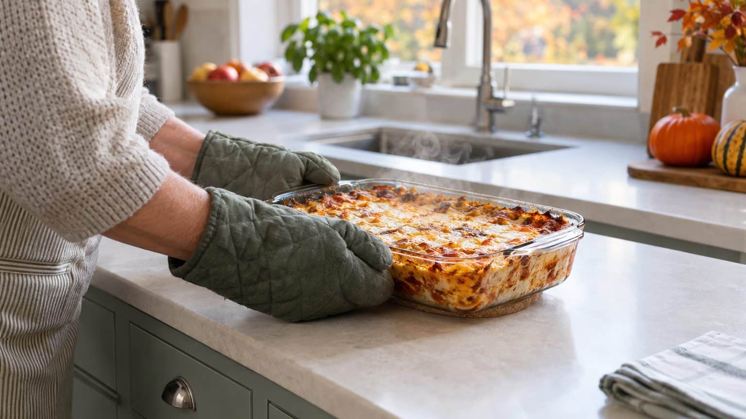 Un plat en verre ne se pose pas n'importe où en sortant du four : si le bord de votre évier est encore mouillé, il suffit ...