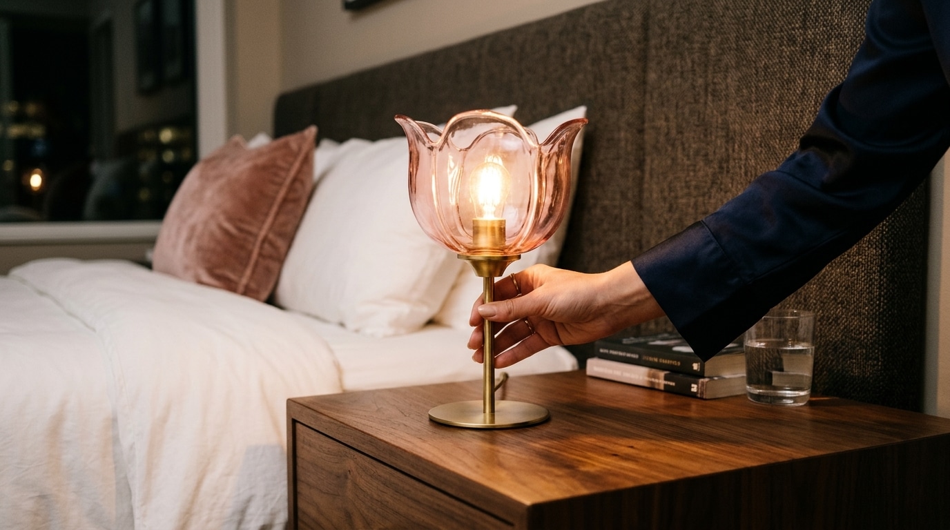 Une Lampe Fleur Chez Action Qui Semble Sortie Dun Hotel Chic Meme Une Simple Table De Chevet Prend Une Autre Allure Featured